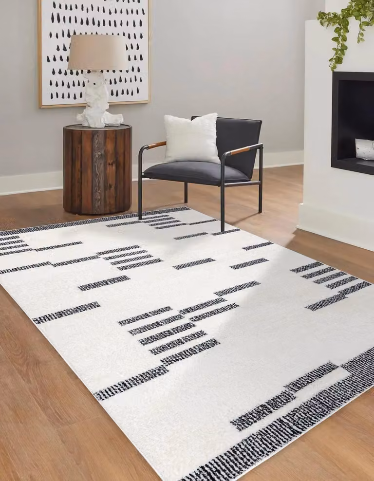 RugsX Mode Geometric Scandinavian Rug in Yellow, W/D/H: 160 x 220 x 1.5 cm