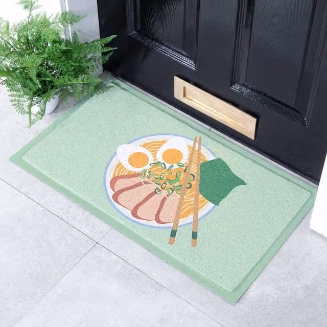 Artsy Mats Ramen Bowl Indoor/Outdoor Doormat in Pale Green, W/D: 70 x 40 cm