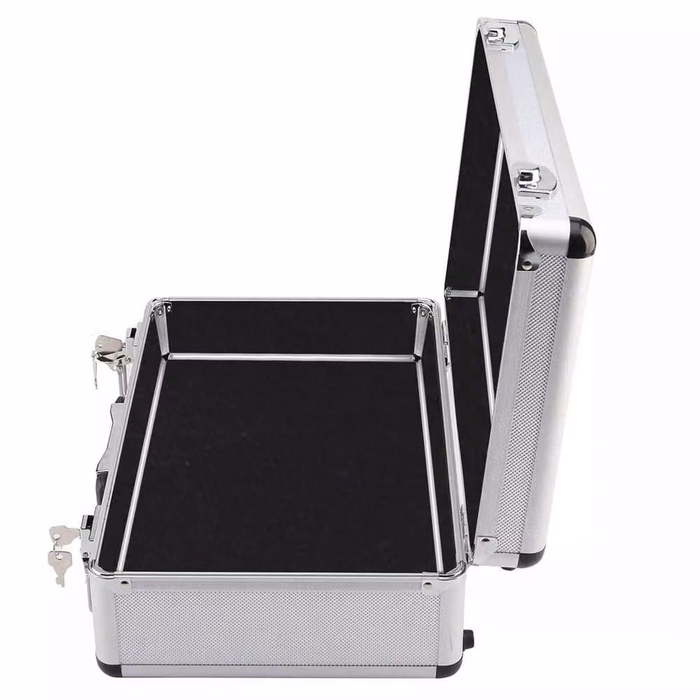 Nordara Large Hard Aluminium Flight Case Lockable Storage Box with Foam in Silver, W/D/H: 24.0 x 12.5 x 12.0 cm – 4