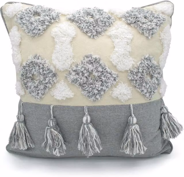 Intimates Alta Tufted Filled Square Cushion in Grey, W/D: 43 x 43 cm