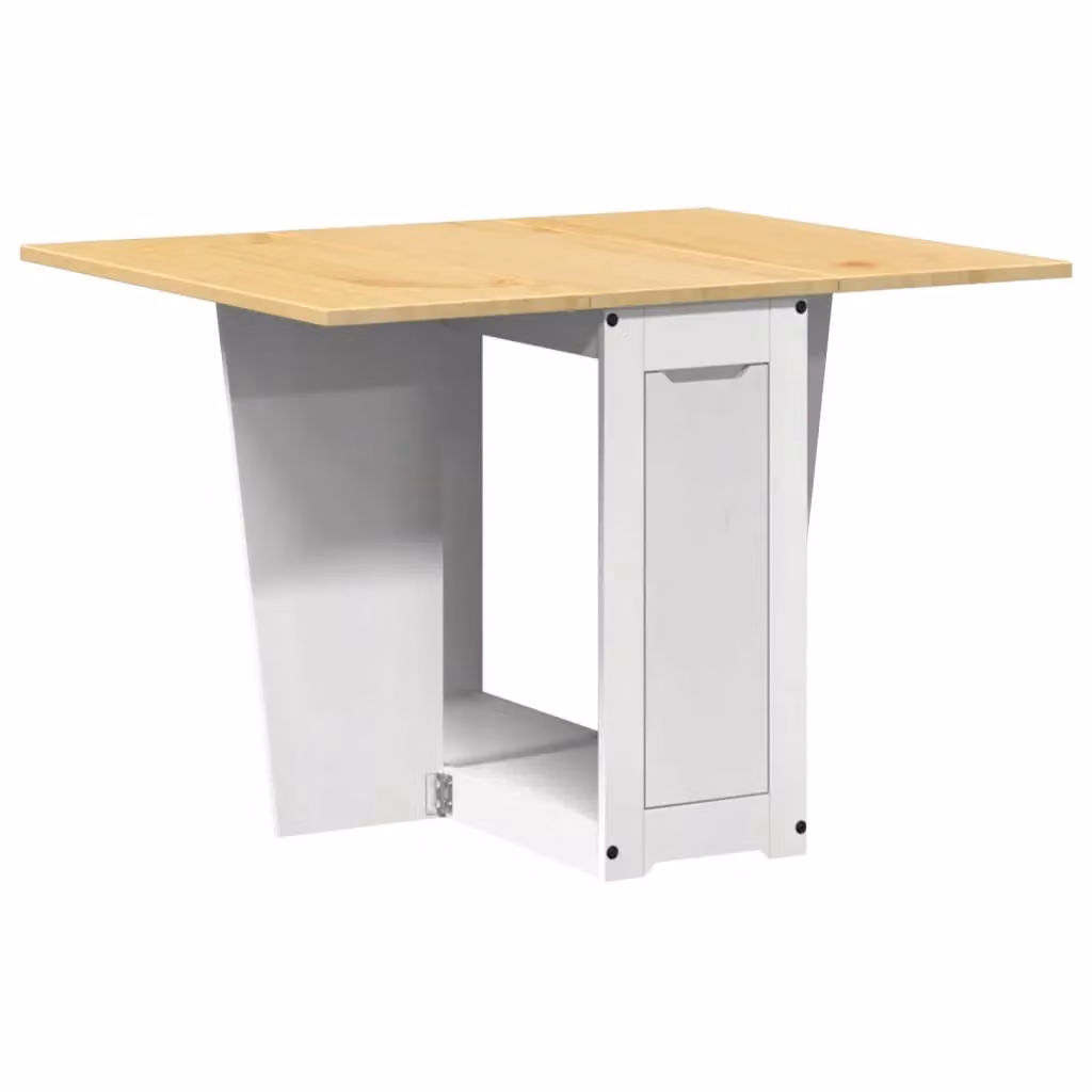 Berkfield Home Corona White Solid Wood Pine Extendable Butterfly Dining Table – 2
