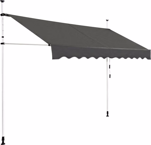 COSTWAY Outdoor Clamp Awning Sun Shelter in Grey with Aluminium Frame