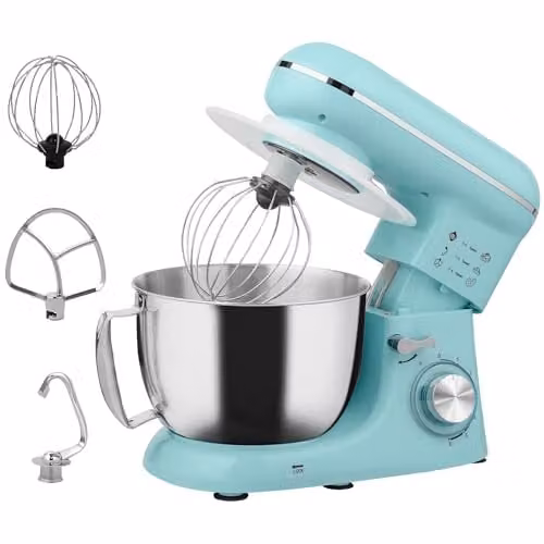 HOMCOM Electric Stand Mixer, 4.5L Food Mixer with 6 Speeds and 1300W Motor in Blue – 1