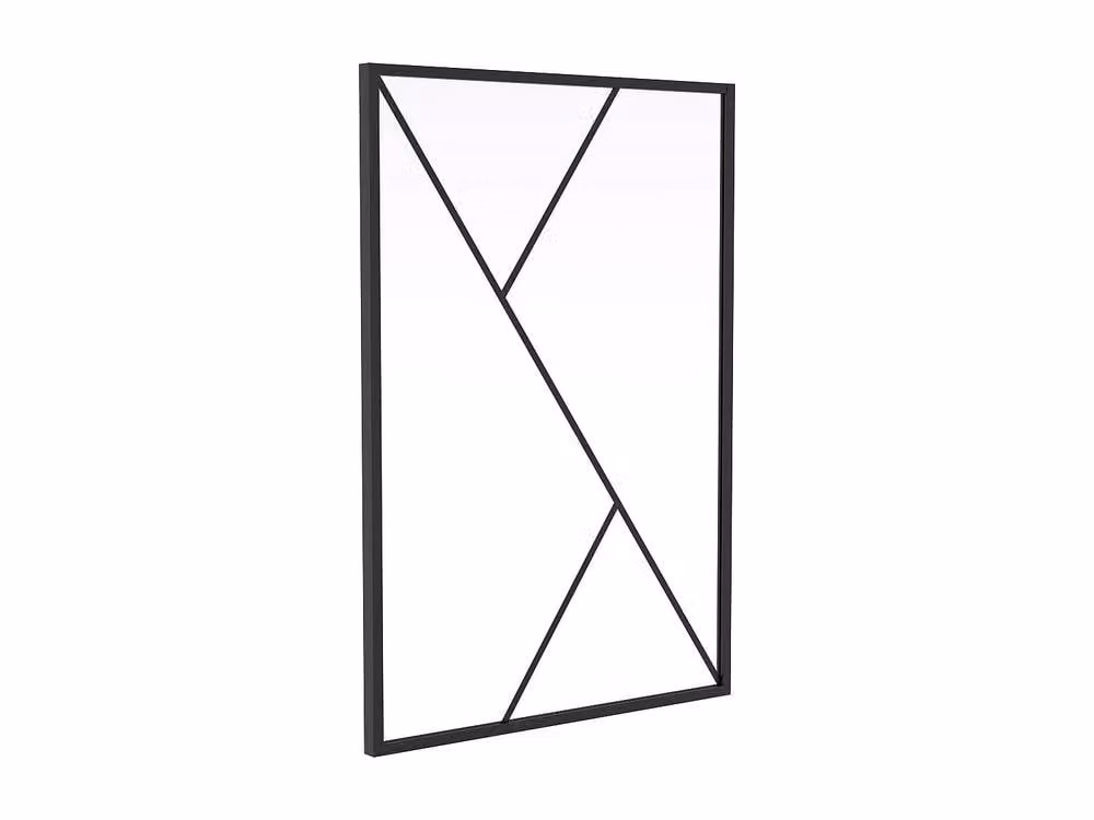 Vente-unique Asymmetric Powder-Coated Aluminium and Glass Partition, Black, W: 90 cm, H: 130 cm – 1