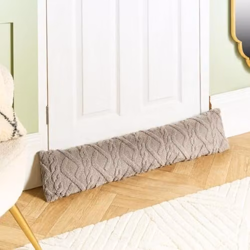 OHS Grey Cable Knit Decorative Draught Excluder, W/D/H: 90 x 20 x 20 cm – 1