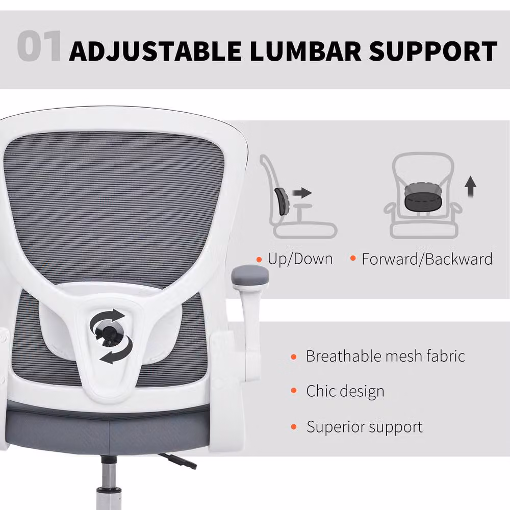 HOMCOM Ergonomic Tall Office Drafting Chair with 360 Degree Swivel and Foot Ring, Dark Grey – 3