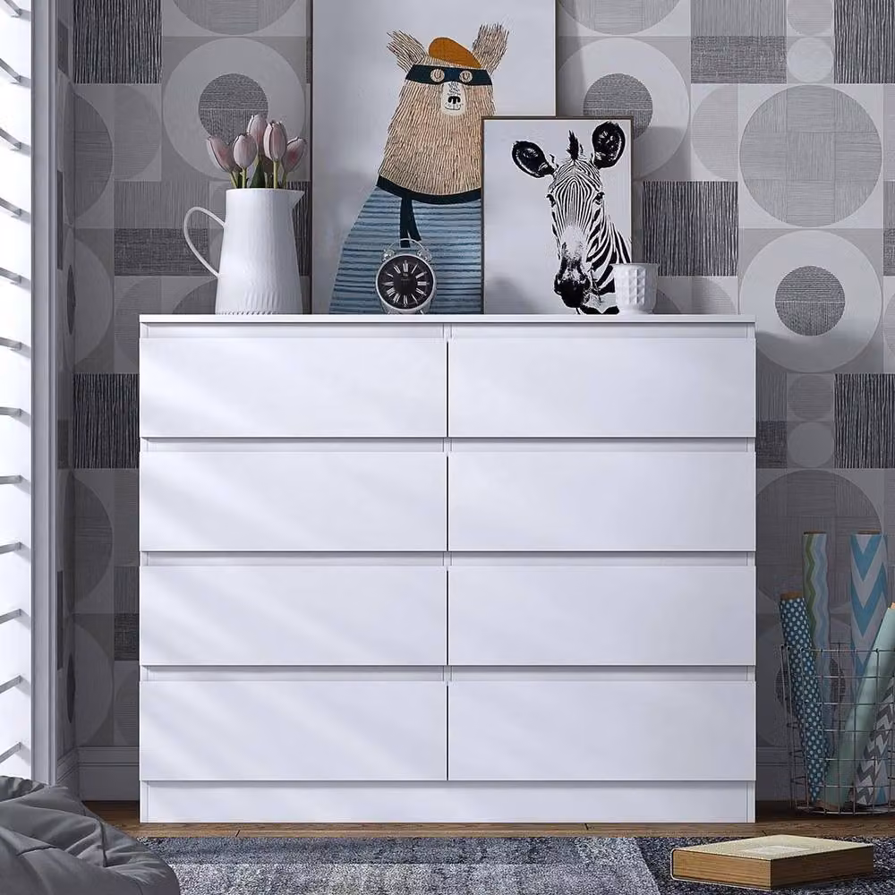 FWStyle Scandinavian 8 Drawer Chest of Drawers in Matt White – 2