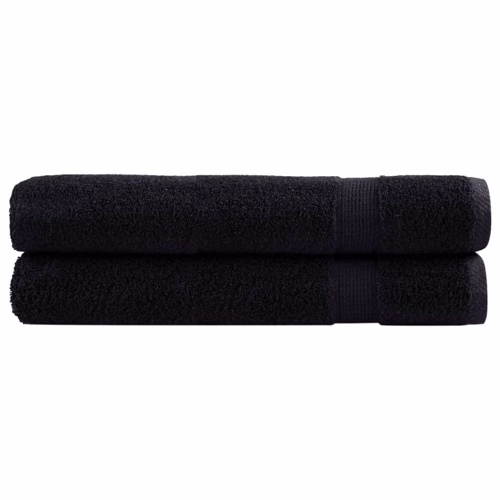 Berkfield Home SOLUND Premium Cotton Terry Sauna Towels, 2 Pack, Black, W: 80 cm, L: 200 cm, 600 gsm – 2