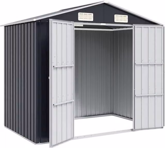 Berkfield Home Garden Shed in Anthracite and Black Galvanised Steel, W/D/H: 205 x 129 x 183 cm – 1