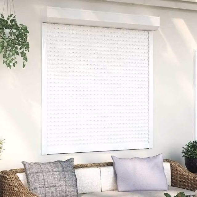 Berkfield Home Manual Aluminium Roller Shutter, White, W: 130 cm, H: 140 cm