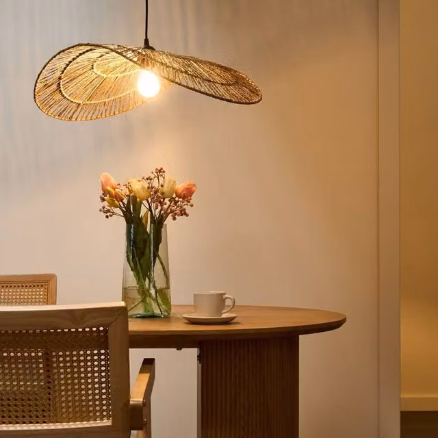 Wyld and Coco Natural Jute Asymmetrical Pendant Lamp in Brown and Beige – 1