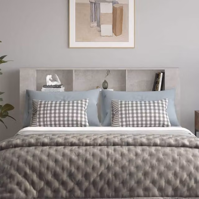 Berkfield Home Headboard Cabinet in Concrete Grey, W: 180 cm, D: 18.5 cm, H: 104.5 cm – 1
