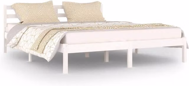 Berkfield Home Rustic Solid Wood Pine Day Bed, White, W/D/H: 200 x 160 x 69.5 cm