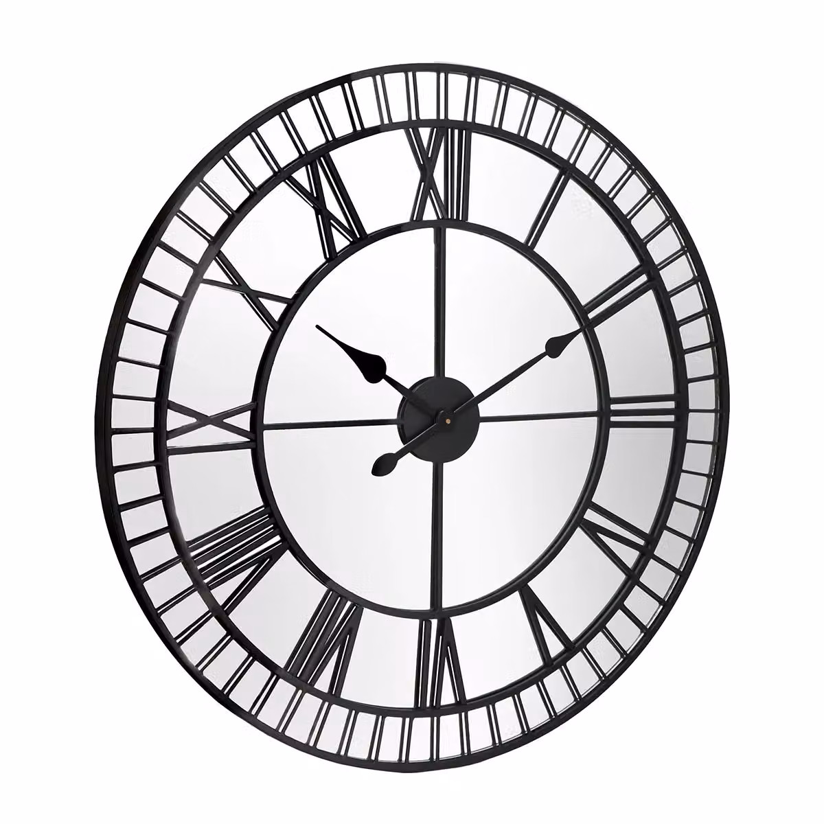Charles Bentley Windermere Mirrored Skeleton Wall Clock, Black, Diameter: 90 cm – 4