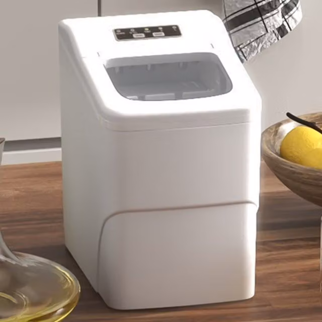 HOMCOM Portable Ice Maker with Digital Display and Automatic Cleaning, White