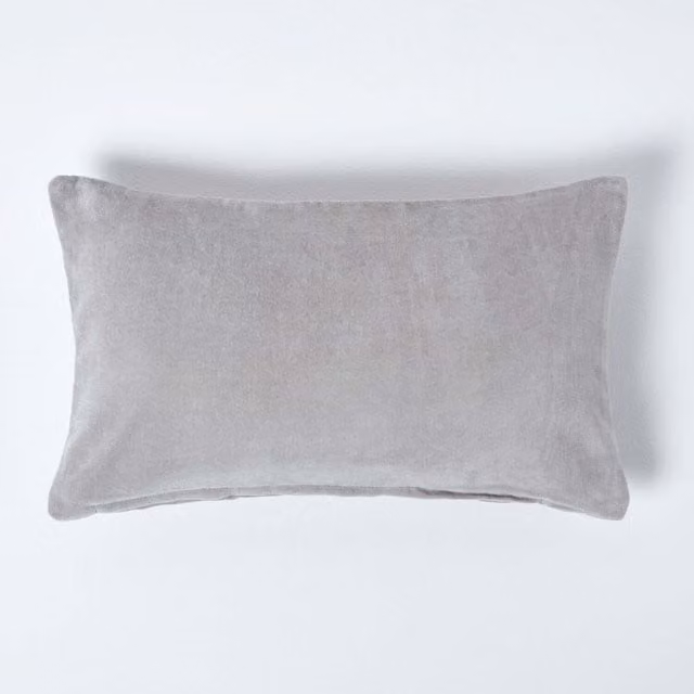 Homescapes Velvet Cushion Cover in Grey and Orange, W/D/H: 50 x 50 x 50 cm
