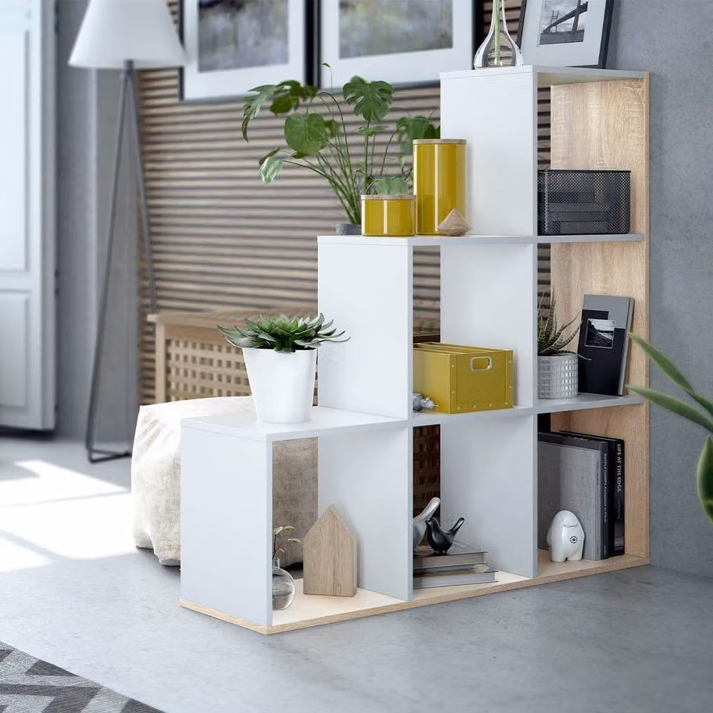 CALICOSY 6-Compartment Straight Staircase Unit in White, Height: 110 cm – 3