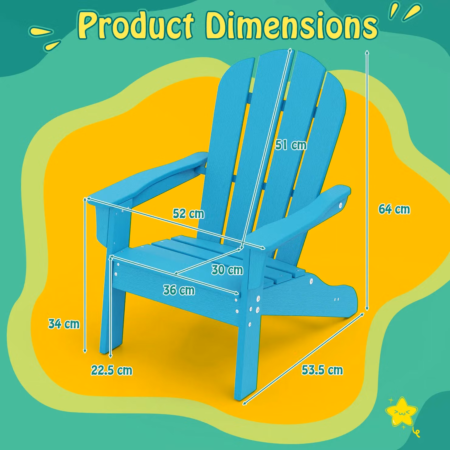 Gymax All-Weather HDPE Toddler Adirondack Lawn Chair in Turquoise – 2