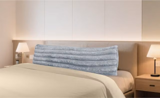 Velosso Plush Supersoft Jumbo Cord Ribbed Body Support Bolster Pillow in Silver Grey