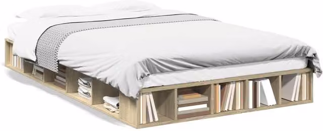 Berkfield Home Small Double Bed Frame in Sonoma Oak, Light Brown, W/D/H: 120 x 200 cm