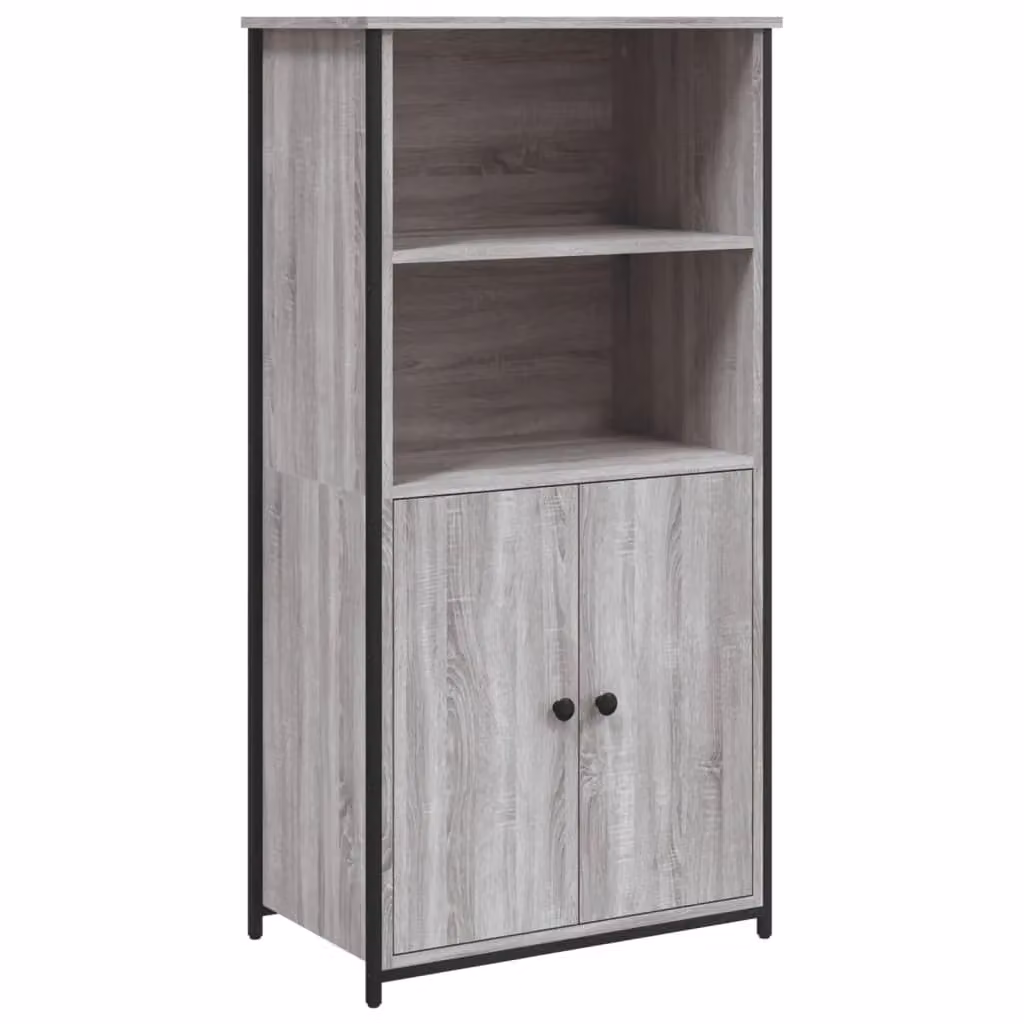 Berkfield Home Modern Grey Highboard with Hinged Doors and Internal Shelves, W/D/H: 62 x 36 x 121.5 cm – 2