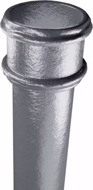 Hargreaves Premier Cast Iron Round Non-Eared Downpipe with Socket, Silver, Diameter: 6.5 cm, Length: 182.9 cm
