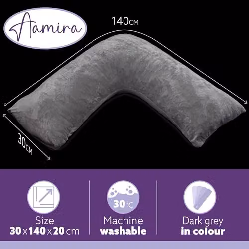 Aamira Grey Memory Foam Wedge Pillow with Adjustable Height and Removable Velvet Cover – 2