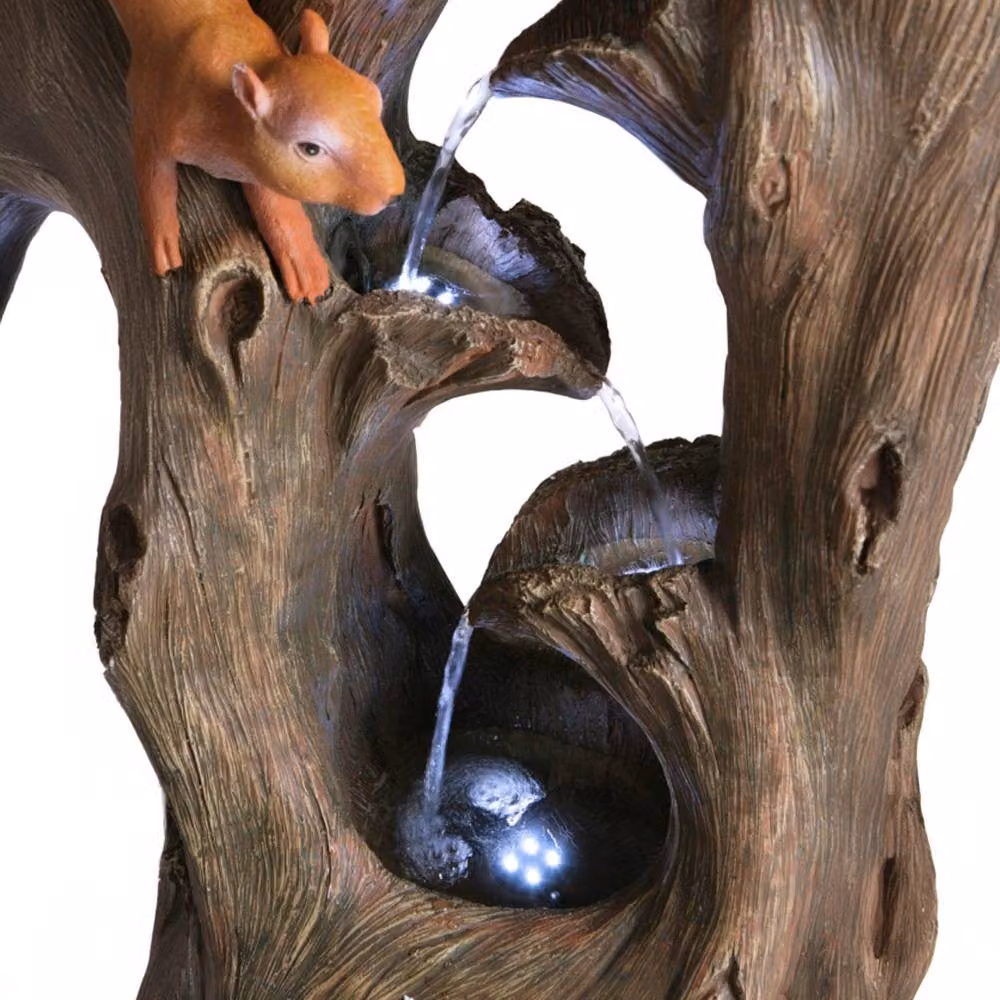 Primrose Squirrel Tree Cascade Water Feature in Brown Stone Effect – 4