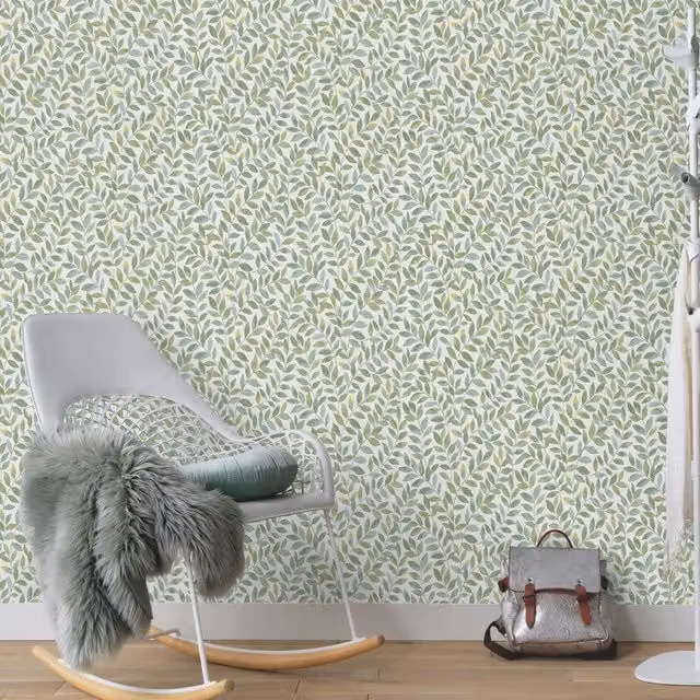 Erismann Green Botanical Floral Vinyl Wallpaper