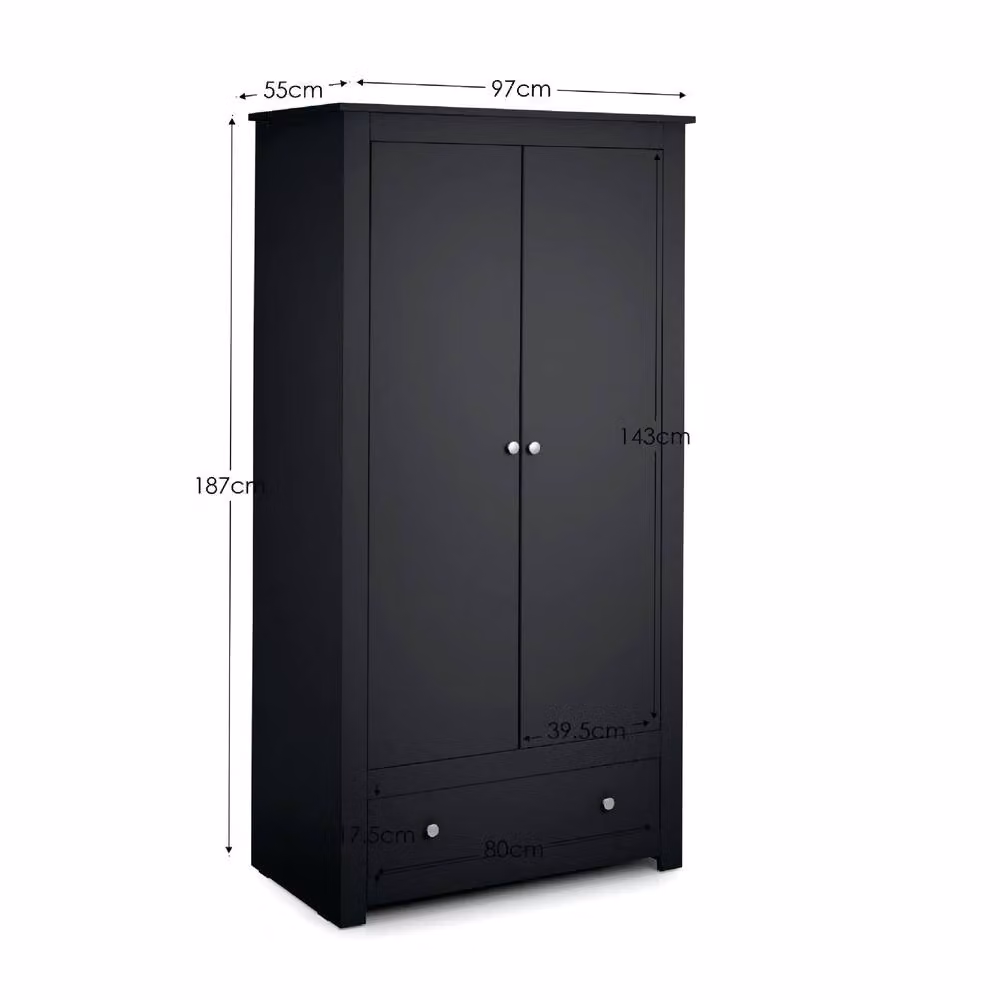 Cheshire Premium Hawthorne Wardrobe in Anthracite Grey with Hinged Doors and Drawers – 4