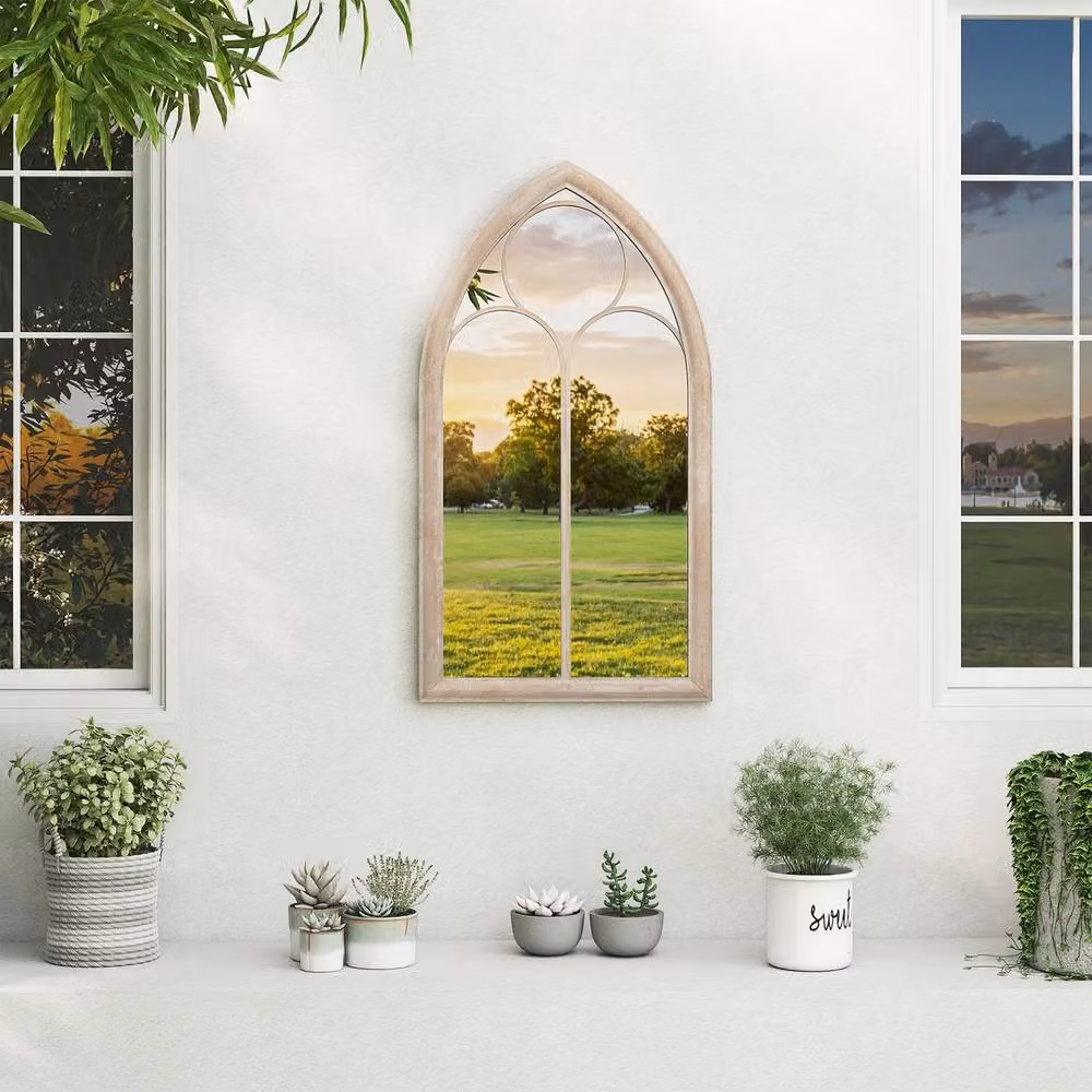 Costway Farmhouse Window Pane Wall Mounted Mirror in Grey – 3