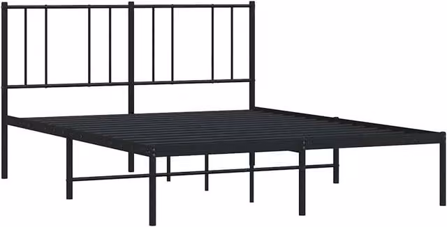Berkfield Home Metal Bed Frame with Headboard in Black, W/D/H: 140 x 200 x 90 cm