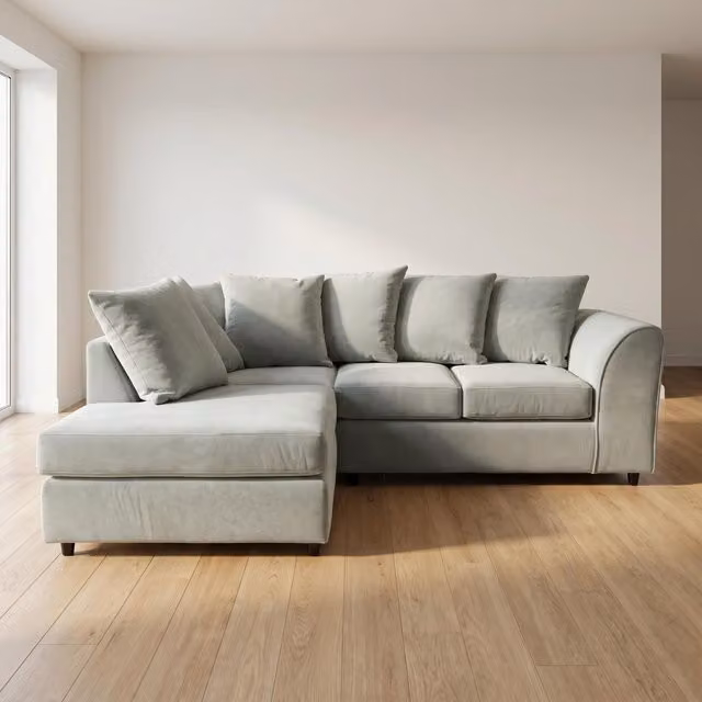 Abakus Direct Harriet Boucle Fabric Left Facing Corner Sofa in Grey