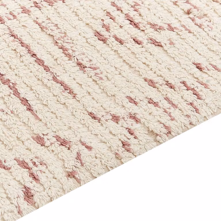 Wyld and Coco Elara Beige Cotton Geometric Hand-Tufted Rectangular Rug W: 140 cm, L: 200 cm