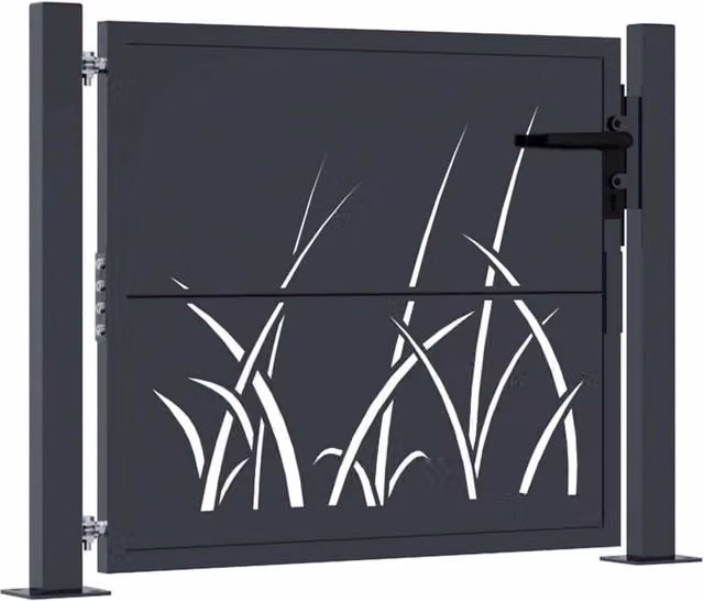 Berkfield Home Anthracite Steel Garden Gate with Grass Design W/H: 105 x 105 cm – 1