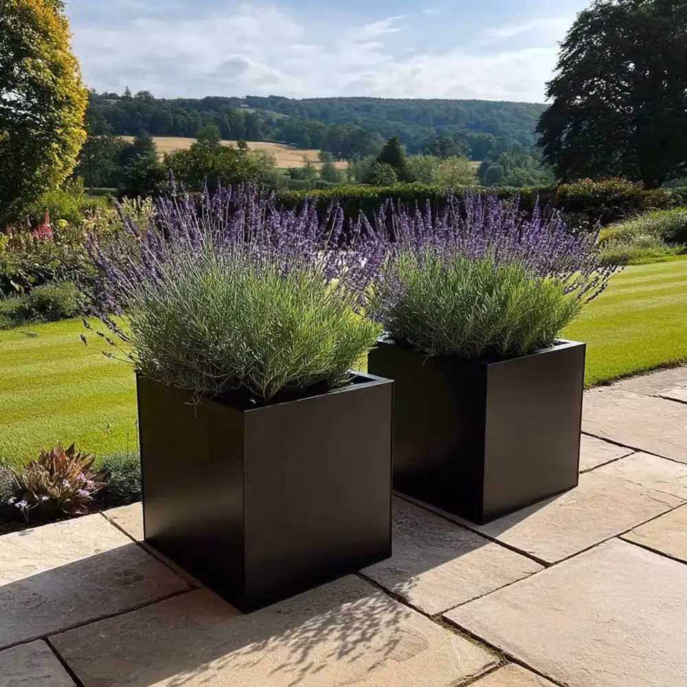 Tulipy Galvanised Steel Square Planter, Matte Black, W/D/H: 60 x 60 x 60 cm – 6