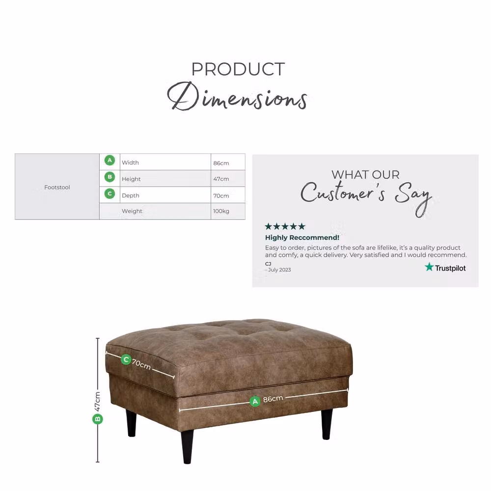 FurnitureboxUK Jade Modern Faux Leather Rectangular Footstool in Brown – 5