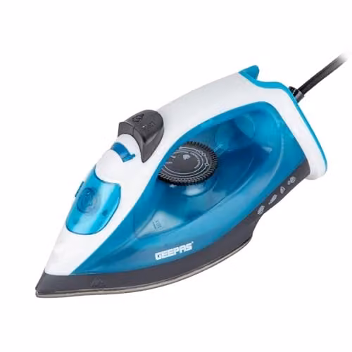 GEEPAS Blue Dry and Wet Steam Iron with Non-Stick Soleplate and 1800W Power – 1