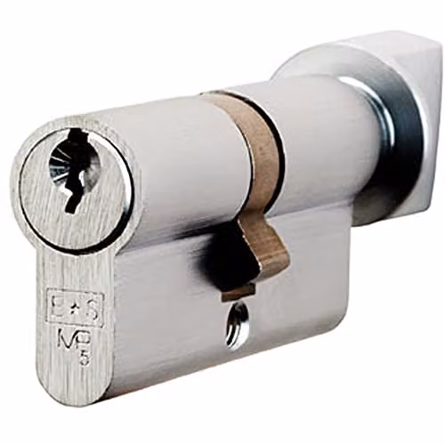 Loops 70mm Euro Cylinder and Thumbturn Lock, 5 Pin, Satin Chrome, Keyed to Differ