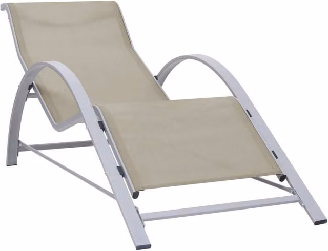 Berkfield Home Sunlounger with Powder Coated Aluminium Frame and Textilene Fabric in Beige