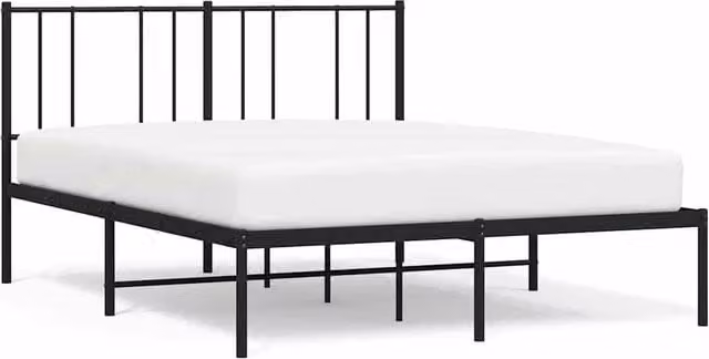 Berkfield Home Metal Bed Frame with Headboard in Black W/D/H: 140 x 190 cm – 1