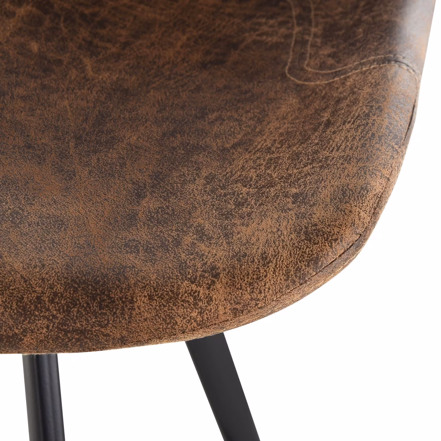 HOMCOM Set of 2 Vintage Brown Microfibre Bar Stools with Metal Frame – 7