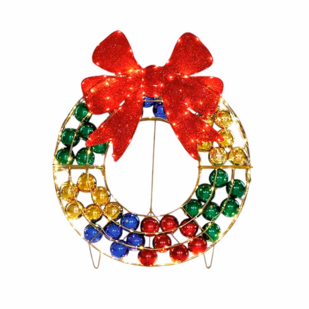 Garden Greatness LED Light Up Christmas Bauble Wreath Decoration in Gold/Brass – 2