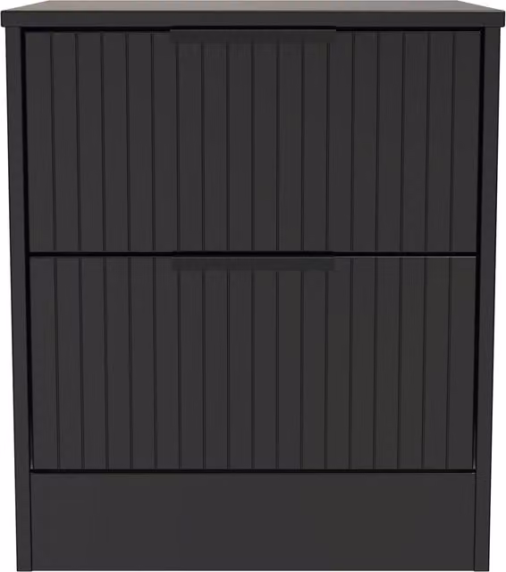 Ready Assembled 2 U Denver 2 Drawer Bedside Cabinet in True Black