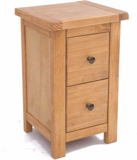 Cabinet Bits Lugo 2 Drawer Petite Bedside Cabinet in Brown Waxed Antique Pine