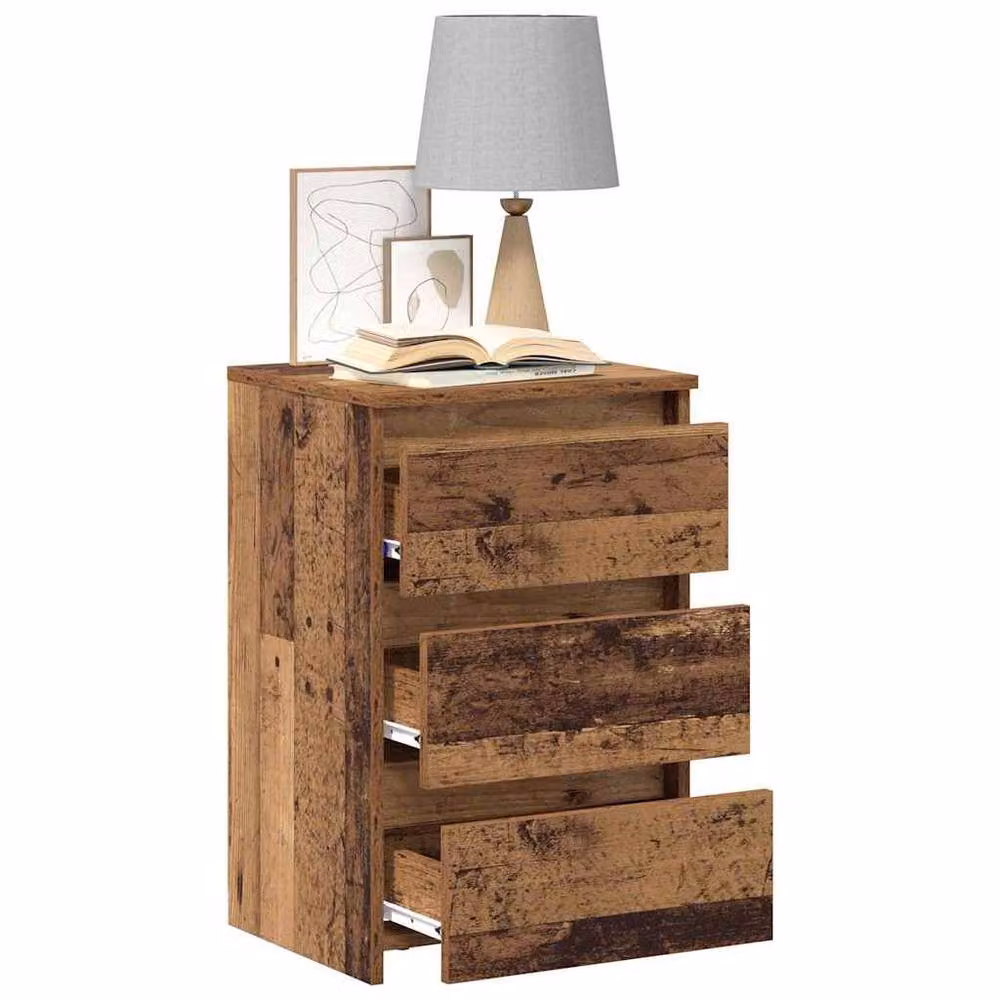 Berkfield Home Set of 2 Bedside Cabinets in Brown Old Wood, W/D/H: 40 x 35 x 62.5 cm – 2
