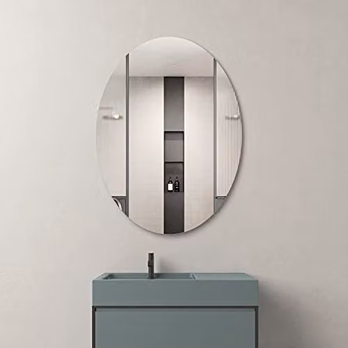 DEENZ Frameless Oval Wall Mounted Mirror in Silver, W/H: 50 x 70 cm – 2