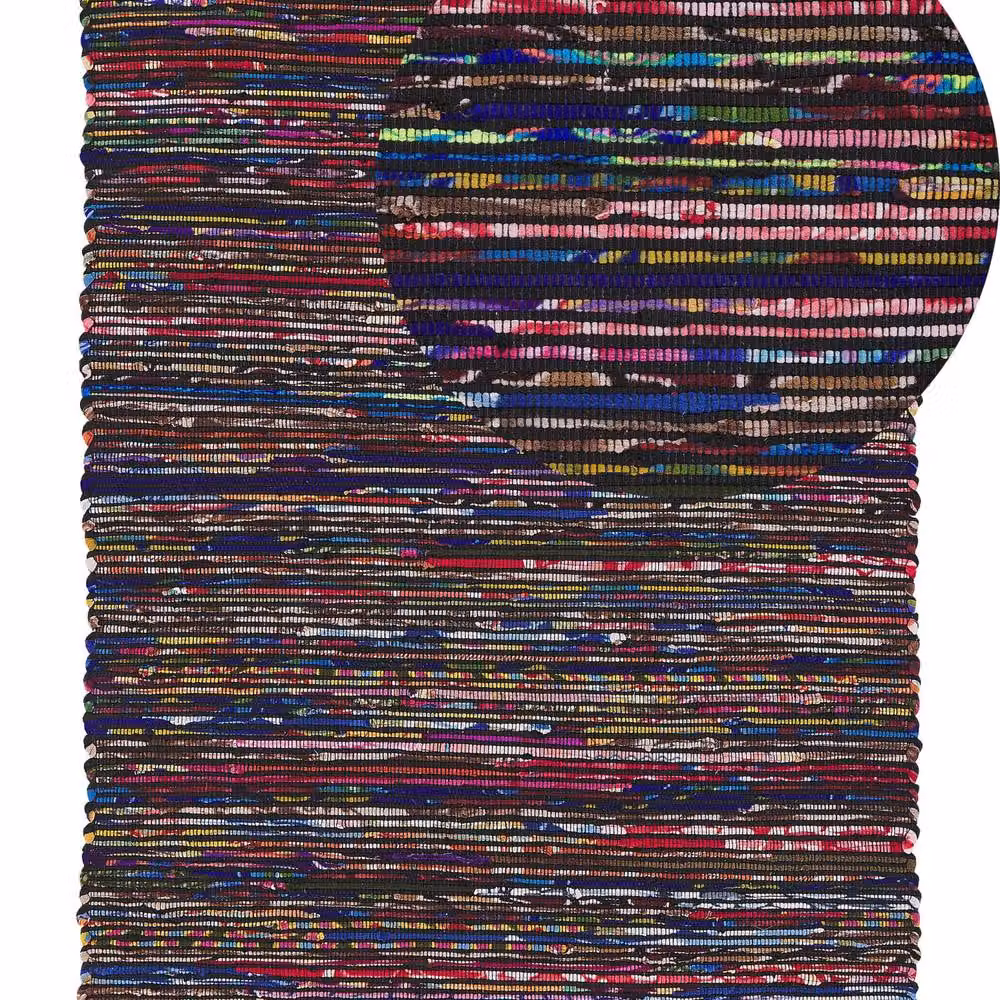 Wyld and Coco Multicolour Handwoven Boho Striped Cotton-Blend Rug, W: 160 cm, L: 230 cm – 2