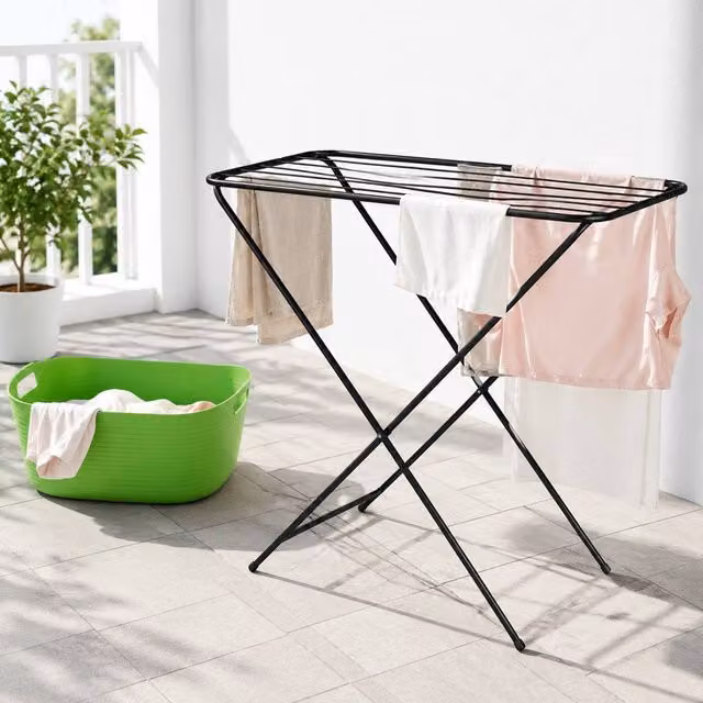 Voltico Foldable Free Standing Clothes Airer Drying Rack in Black