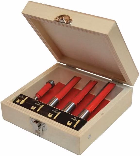 Faithfull 4 Piece Router Bit Set for Worktop Jig, Multi Colour
